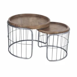 Table Basse|Table Gigogne<Made in Meubles Table basse gigogne industrielle en métal gris Chiara