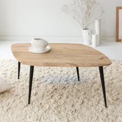Table Basse<Made in Meubles Table basse losange en bois de manguier et métal Aimée