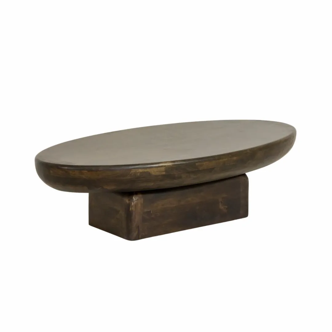 Table Basse<Made in Meubles Table basse ovale en bois de manguier Morana
