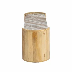 Table Basse|Meuble Tv<Made in Meubles Table basse ovale en bois de manguier et marbre Isabella