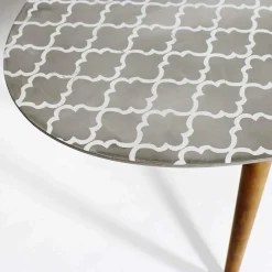 Table Basse<Made in Meubles Table Basse plateau motif graphique et pieds en bois ScandiGraphiK