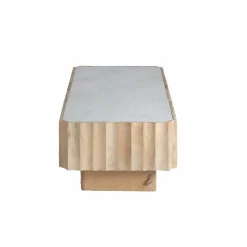 Table Basse<Made in Meubles Table basse rectangulaire en bois de manguier et marbre blanc Moana