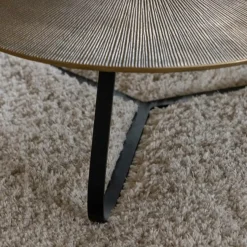 Table Basse<Made in Meubles Table basse ronde en aluminium doré et métal noir Aurèle