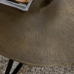 Table Basse<Made in Meubles Table basse ronde en aluminium doré et métal noir Aurèle