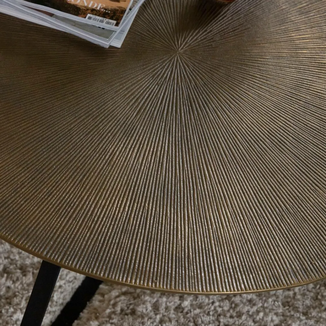 Table Basse<Made in Meubles Table basse ronde en aluminium doré et métal noir Aurèle