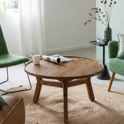 Table Basse<Made in Meubles Table basse ronde en bois de manguier Elara