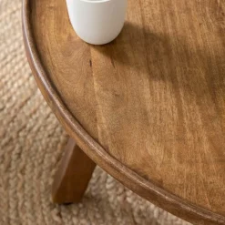 Table Basse<Made in Meubles Table basse ronde en bois de manguier Elara