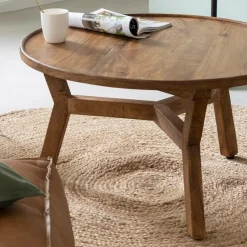 Table Basse<Made in Meubles Table basse ronde en bois de manguier Elara