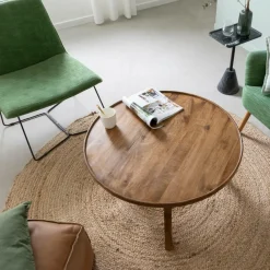 Table Basse<Made in Meubles Table basse ronde en bois de manguier Elara