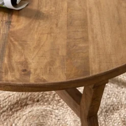 Table Basse<Made in Meubles Table basse ronde en bois de manguier Elara