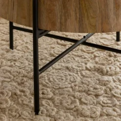 Table Basse<Made in Meubles Table basse ronde en bois et en cannage Lucie