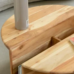 Table Basse<Made in Meubles Table basse ronde en bois d'acacia Astare