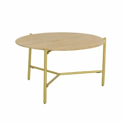Table Basse<Made in Meubles Table basse ronde en marbre et métal doré Cerys