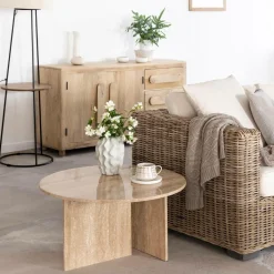 Table Basse<Made in Meubles Table basse ronde en marbre Grâce