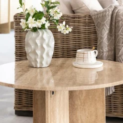 Table Basse<Made in Meubles Table basse ronde en marbre Grâce