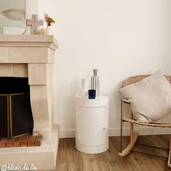 Chevet<Made in Meubles Table de chevet bidon en métal blanc Meryl