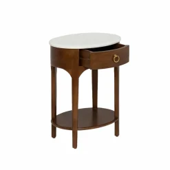 Chevet<Made in Meubles Table de chevet en manguier et marbre Enoa