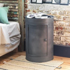 Chevet<Made in Meubles Table de chevet en métal gris Meryl