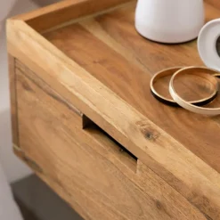 Chevet<Made in Meubles Table de chevet murale carrée en bois d'acacia Orane