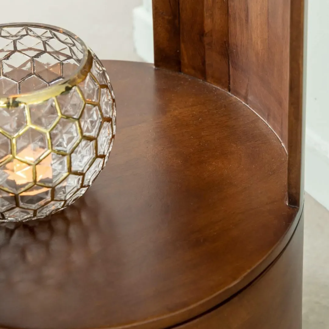 Chevet<Made in Meubles Table de chevet ronde en bois de manguier Oana