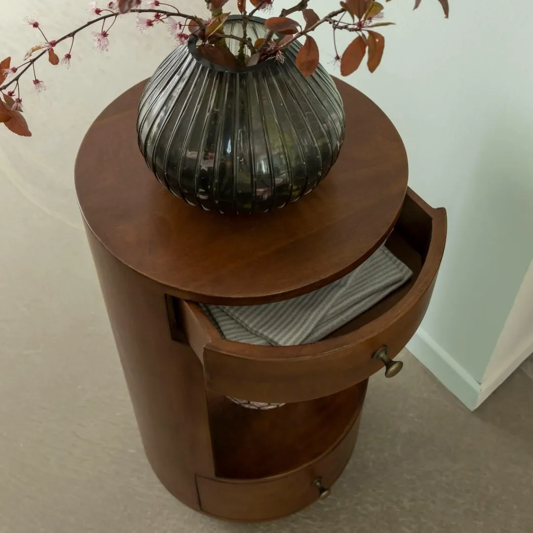 Chevet<Made in Meubles Table de chevet ronde en bois de manguier Oana