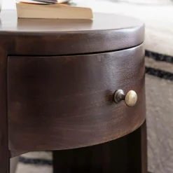 Chevet<Made in Meubles Table de chevet ronde en bois de manguier Isao