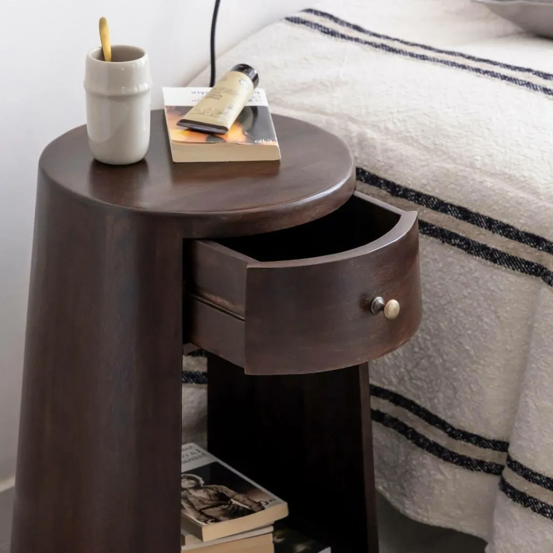 Chevet<Made in Meubles Table de chevet ronde en bois de manguier Isao