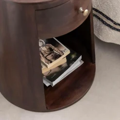 Chevet<Made in Meubles Table de chevet ronde en bois de manguier Isao