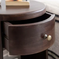 Chevet<Made in Meubles Table de chevet ronde en bois de manguier Isao