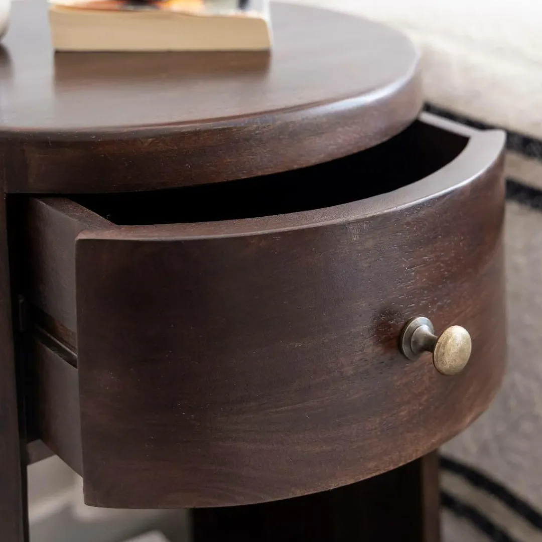 Chevet<Made in Meubles Table de chevet ronde en bois de manguier Isao