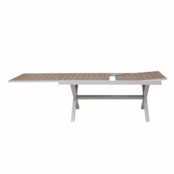 Table De Jardin<Made in Meubles Table de jardin blanche et effet bois en aluminium Ayden