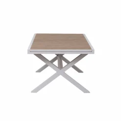 Table De Jardin<Made in Meubles Table de jardin blanche et effet bois en aluminium Ayden