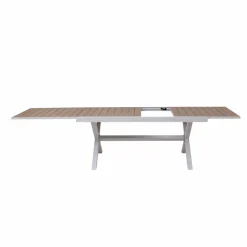 Table De Jardin<Made in Meubles Table de jardin blanche et effet bois en aluminium Ayden