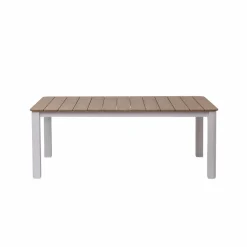 Table De Jardin<Made in Meubles Table de jardin en aluminium blanc et effet bois Ayden