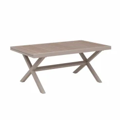 Table De Jardin<Made in Meubles Table de jardin taupe et effet bois en aluminium Ayden