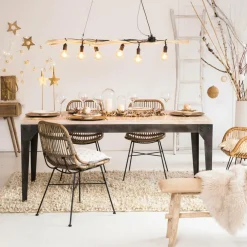 Table À Manger<Made in Meubles Table à manger avec allonges en bois de manguier et métal Locker