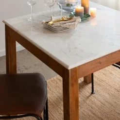 Table À Manger<Made in Meubles Table à manger carrée en bois d'acacia et marbre Arthuro