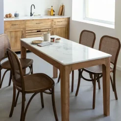 Table À Manger<Made in Meubles Table à manger en bois de manguier et marbre Arthuro