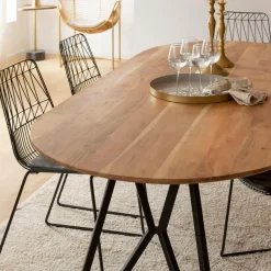Table À Manger<Made in Meubles Table à manger ovale en bois d'acacia Ivan
