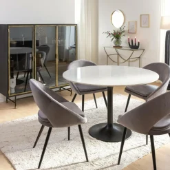 Table À Manger<Made in Meubles Table à manger ronde en marbre Servane