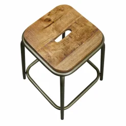 Tabouret<Made in Meubles Tabouret écolier métal et bois petit modèle Marcus