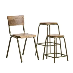 Tabouret<Made in Meubles Tabouret écolier métal et bois petit modèle Marcus