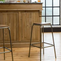 Tabouret De Bar<Made in Meubles Tabouret de bar écolier métal et bois 69 cm Marcus