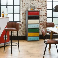 Tabouret De Bar<Made in Meubles Tabouret de bar en cuir et métal Tiago