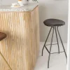 Tabouret De Bar<Made in Meubles Tabouret de bar en cuir gris et métal Lya