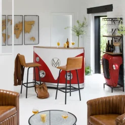 Tabouret De Bar<Made in Meubles Tabouret de bar en cuir marron Louise (lot de 2)