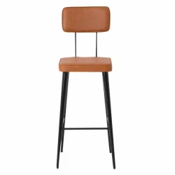 Tabouret De Bar<Made in Meubles Tabouret de bar en cuir marron et métal noir Victoire