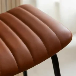 Tabouret De Bar<Made in Meubles Tabouret de bar en cuir marron et métal Alexandre (lot de 2)