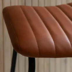 Tabouret De Bar<Made in Meubles Tabouret de bar en cuir marron et métal Alexandre (lot de 2)