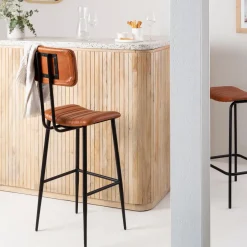 Tabouret De Bar<Made in Meubles Tabouret de bar en cuir marron Carl